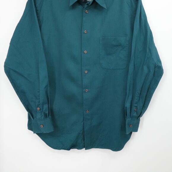 Romeo Gigli Shirt Mens 42 Green Textured Luxury Business Office Button Pock - Picture 9 of 13